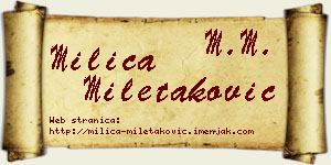 Milica Miletaković vizit kartica